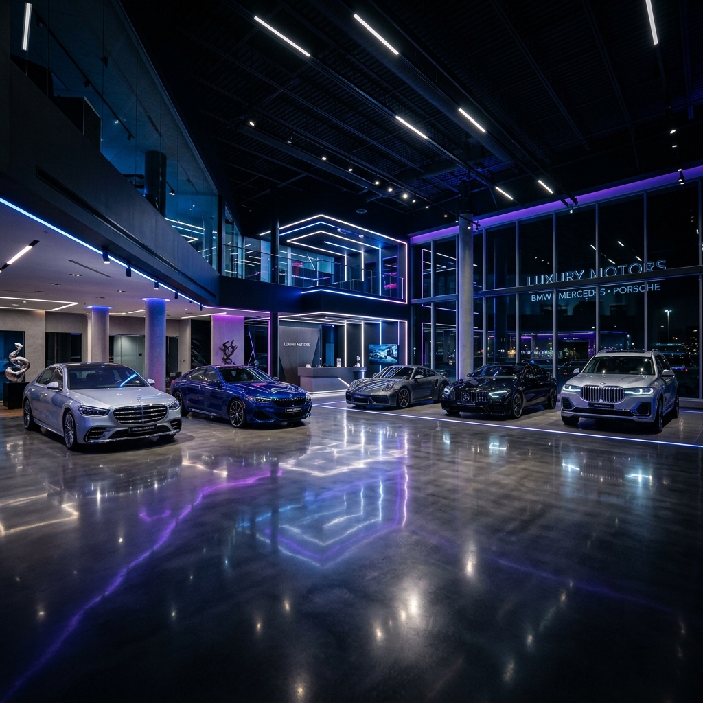 Premium automotive showroom atmosphere
